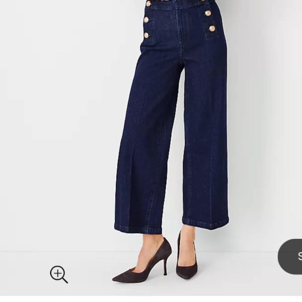Ann Taylor Loft Petite wide   leg mariner jeans size 8 petite new with tags